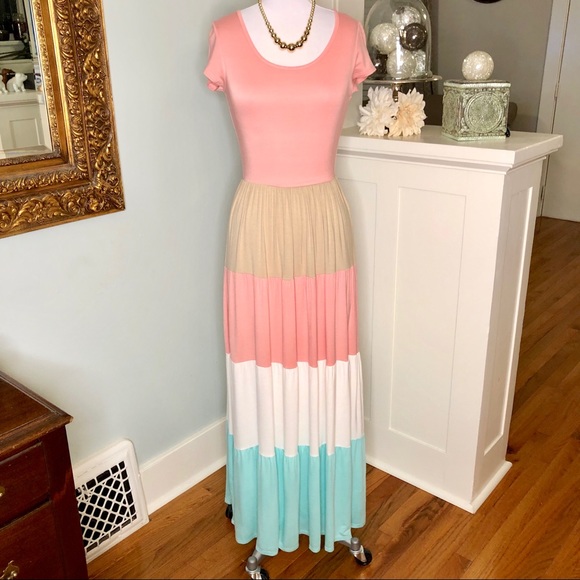 Reborn J Dresses & Skirts - Reborn Pastel Color Block Maxi Dress New